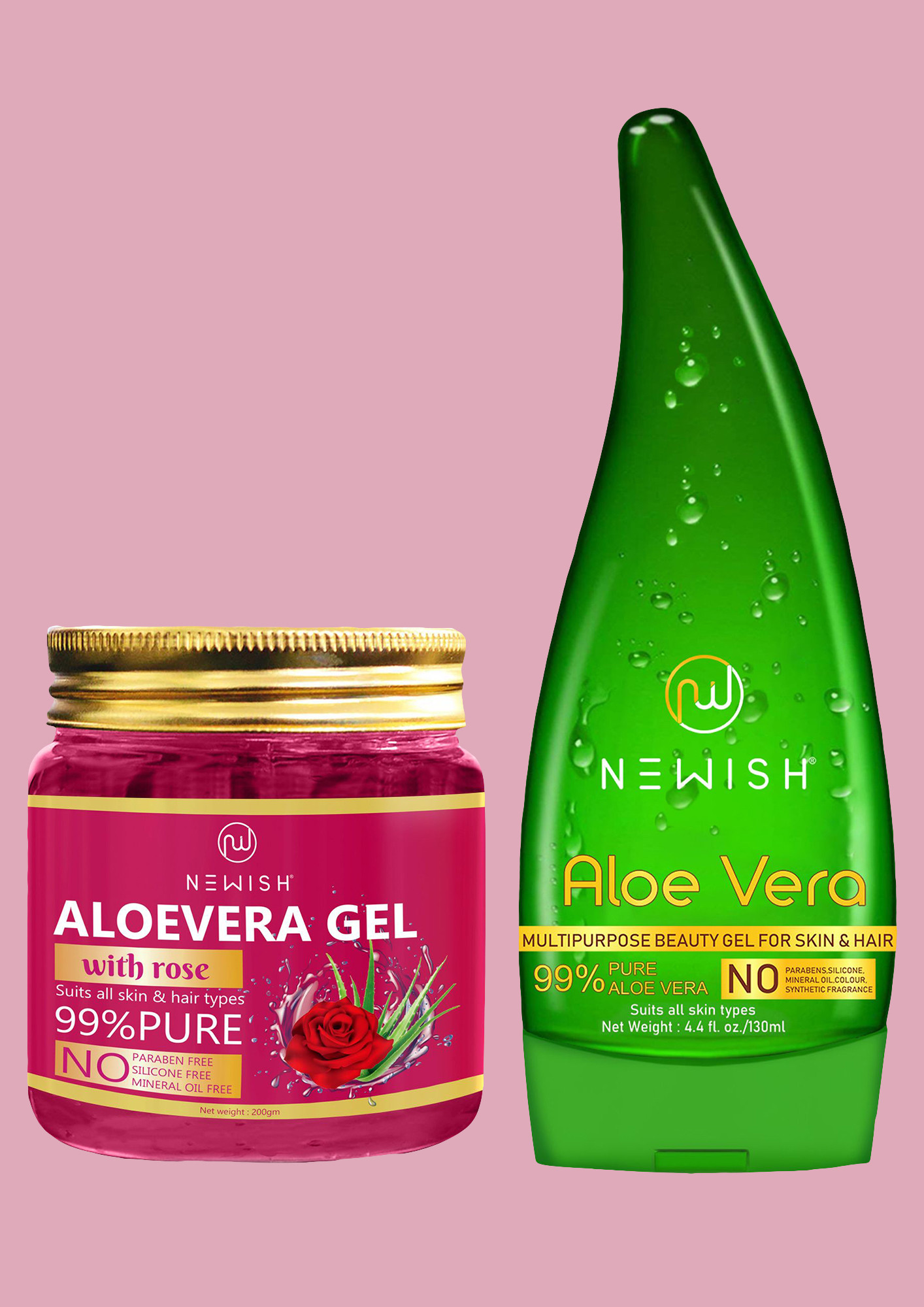 Buy Newish Aloe Vera Gel for Face and Hair | 99% Pure Aloe Vera With  Vitamin E Gel For Skin and Hair Pack of 2 for Women Online in India