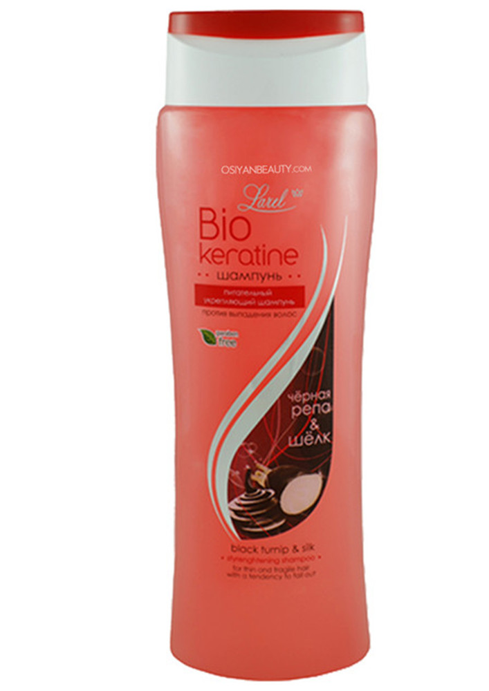 BIO KERATINE Shampoo with black turnip extract and silk Strengthening for thin and fragile hair (Made in Europe)