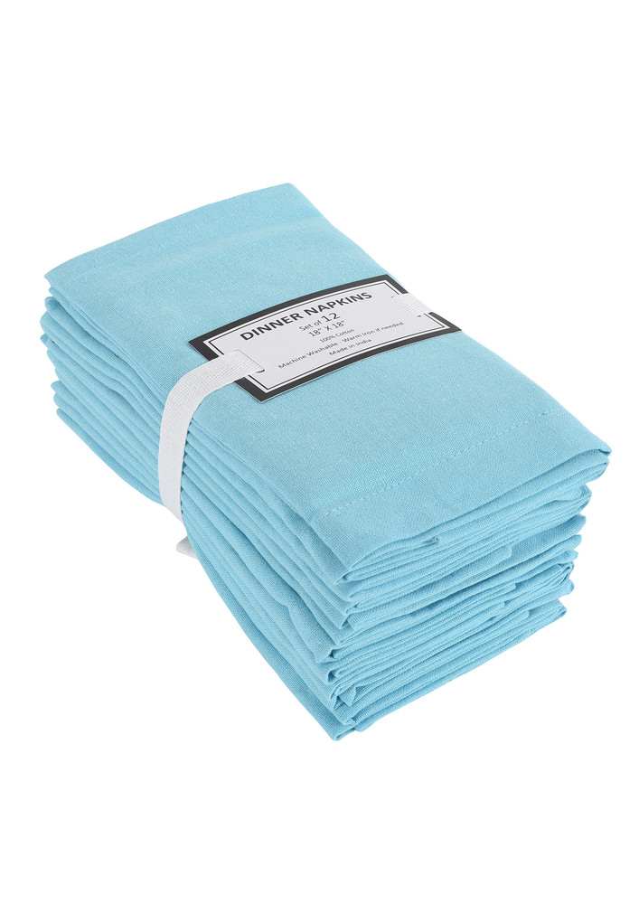 Lushomes Cloth Napkin Set of 12 with Mitted Corners, Cotton Table Dinner Linen, Eco-Friendly Cotton Fabric, Machine Washable for Dinner, Restaurant & Banquet, 18x18 Inches (45x45 Cms), Light Blue