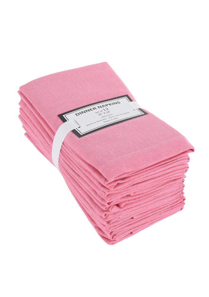 Lushomes Cloth Napkin Set of 12 with Mitted Corners, Cotton Table Dinner Linen, Eco-Friendly Cotton Fabric, Machine Washable for Dinner, Restaurant & Banquet, 18x18 Inches (45x45 Cms), Baby Pink