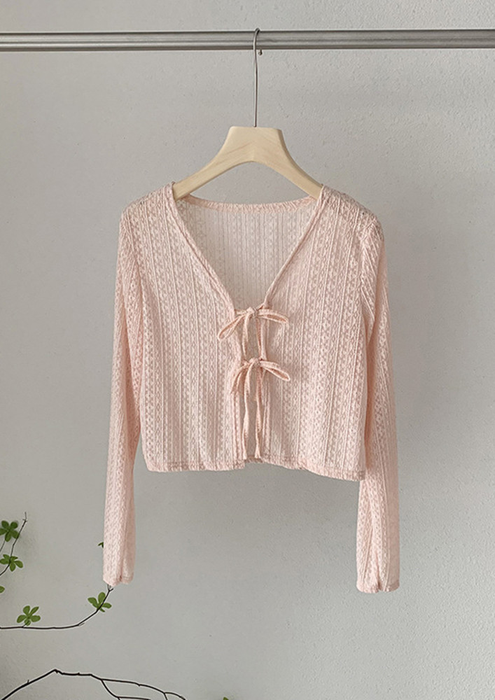 TIE AND PASTEL PEACH TOP