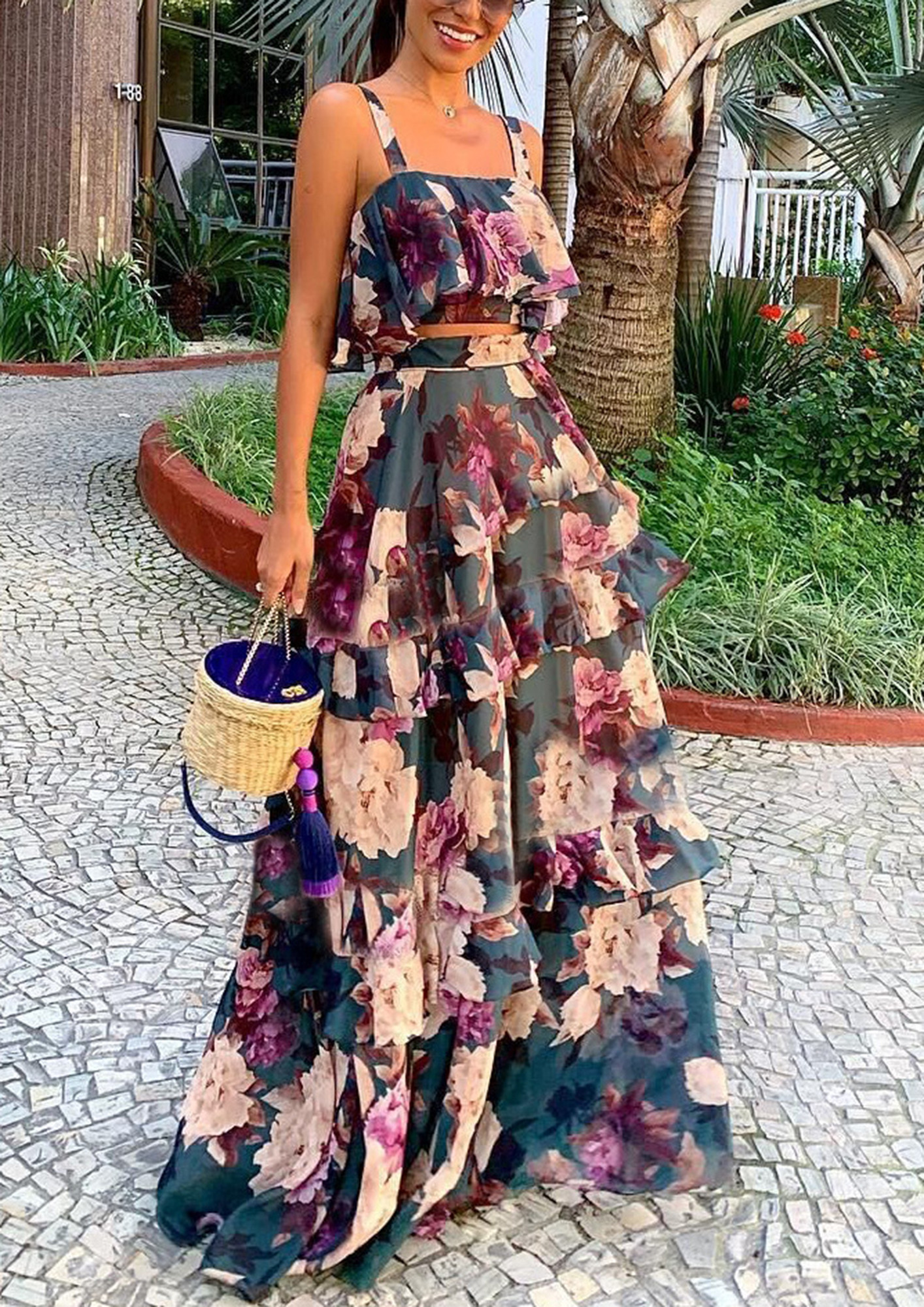 SIMPLY FLORAL DARK BLUE TWO PIECE SET
