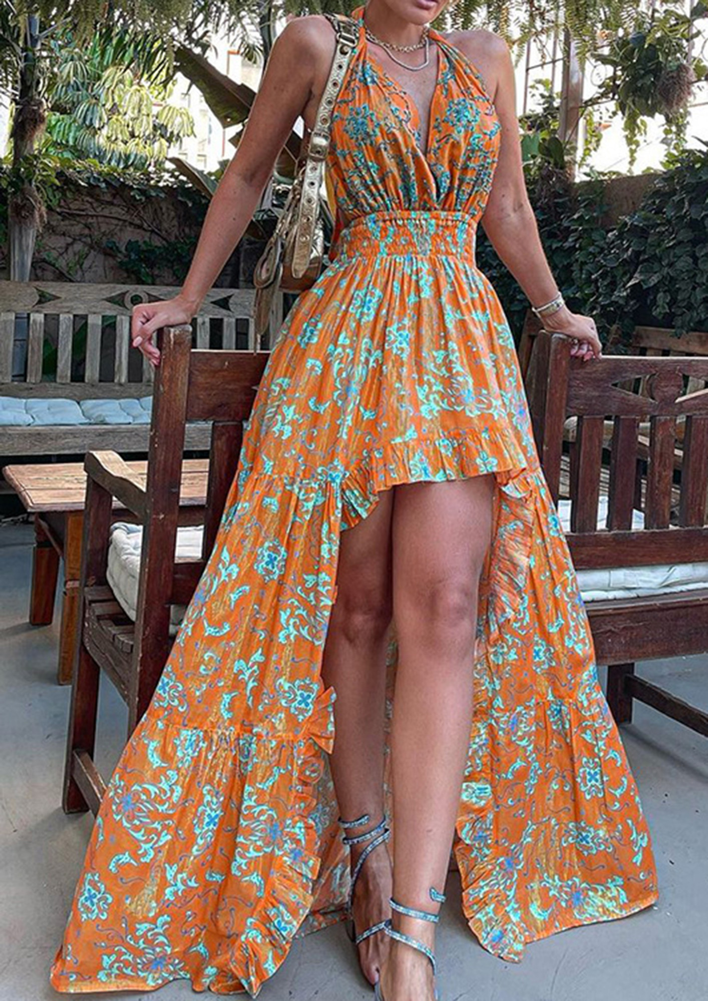 Alok Women Gown Orange Dress - Buy Alok Women Gown Orange Dress Online at  Best Prices in India | Flipkart.com