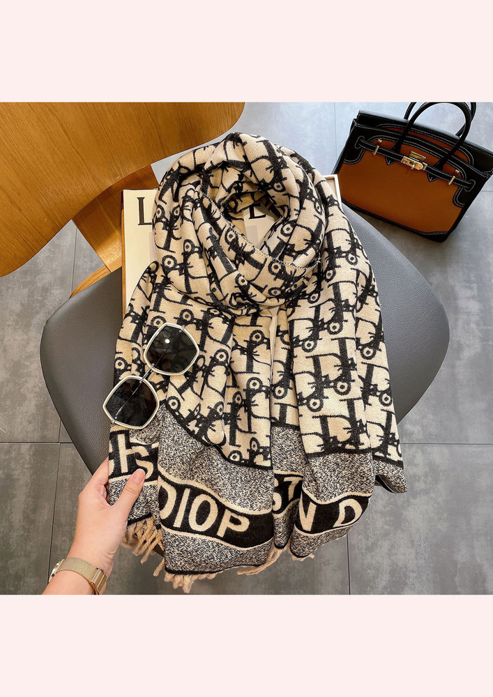 Black Woven Dual-sided Printed Convertible Scarf