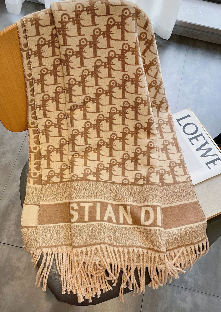BROWN WOVEN DUAL-SIDED PRINTED CONVERTIBLE SCARF