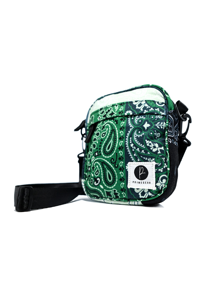 Bold Green Bandana Print Shoulder Sling Bag