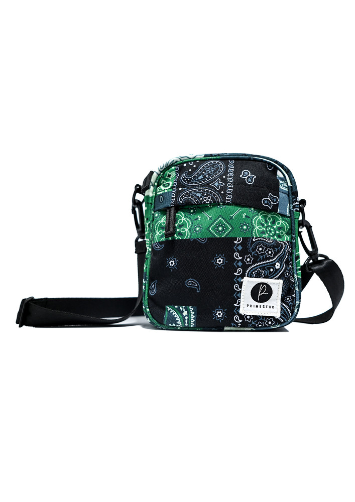 Green Black Bandana Print Shoulder Sling Bag