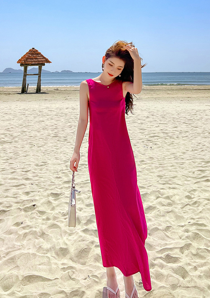 WORTH A WHILE ROSE RED BEACH DRESS