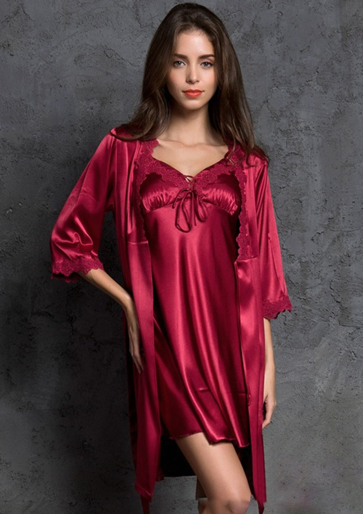 A LITTLE TALKATIVE BURGUNDY NIGHTGOWN
