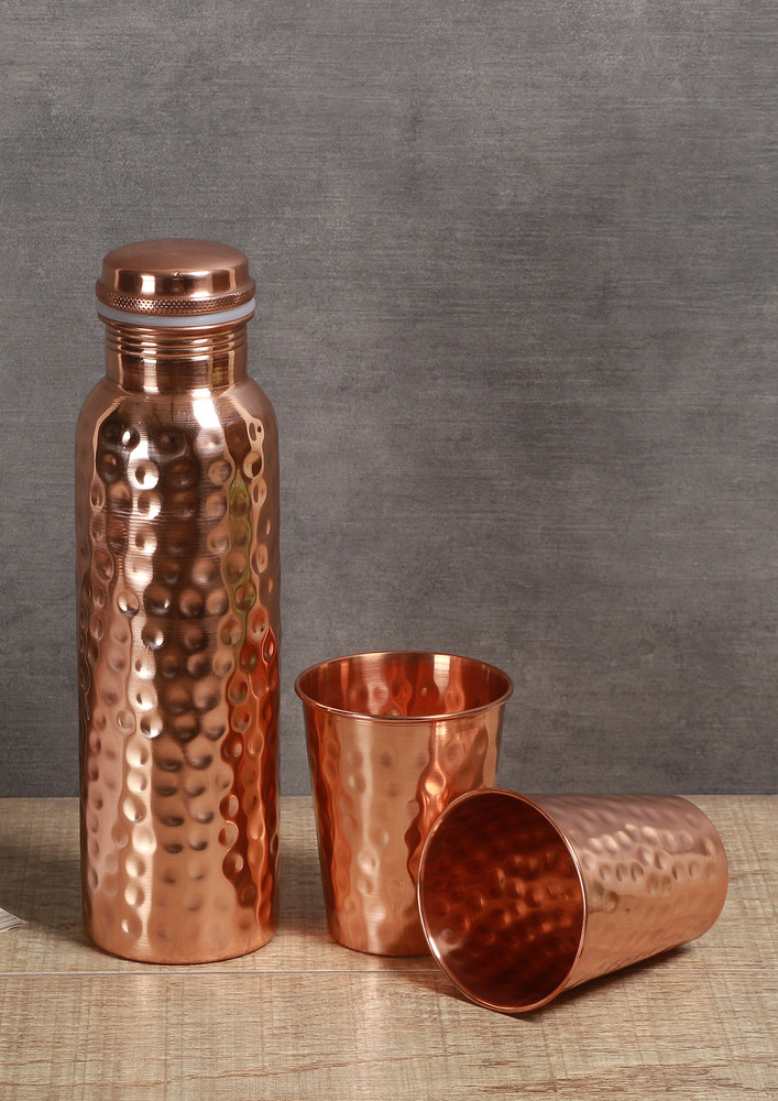 Manor House Hammered Copper Bottle for Water 900 ml