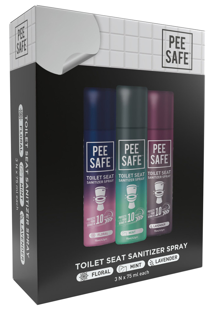 Pee Safe Toilet Seat Sanitizer Spray - 75 ML (Multi-fragrance - Mint, Lavender, Floral; Pack of 3)