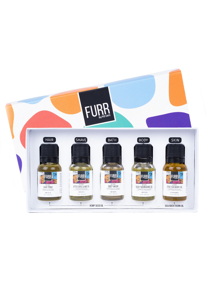 Furr By Pee Safe Essential Nourishment Kit | Blend Of Natural Oils | Nourishes Hair, Scalp & Body| Reduces Stretch Marks & Moisturises Skin | All Skin Types