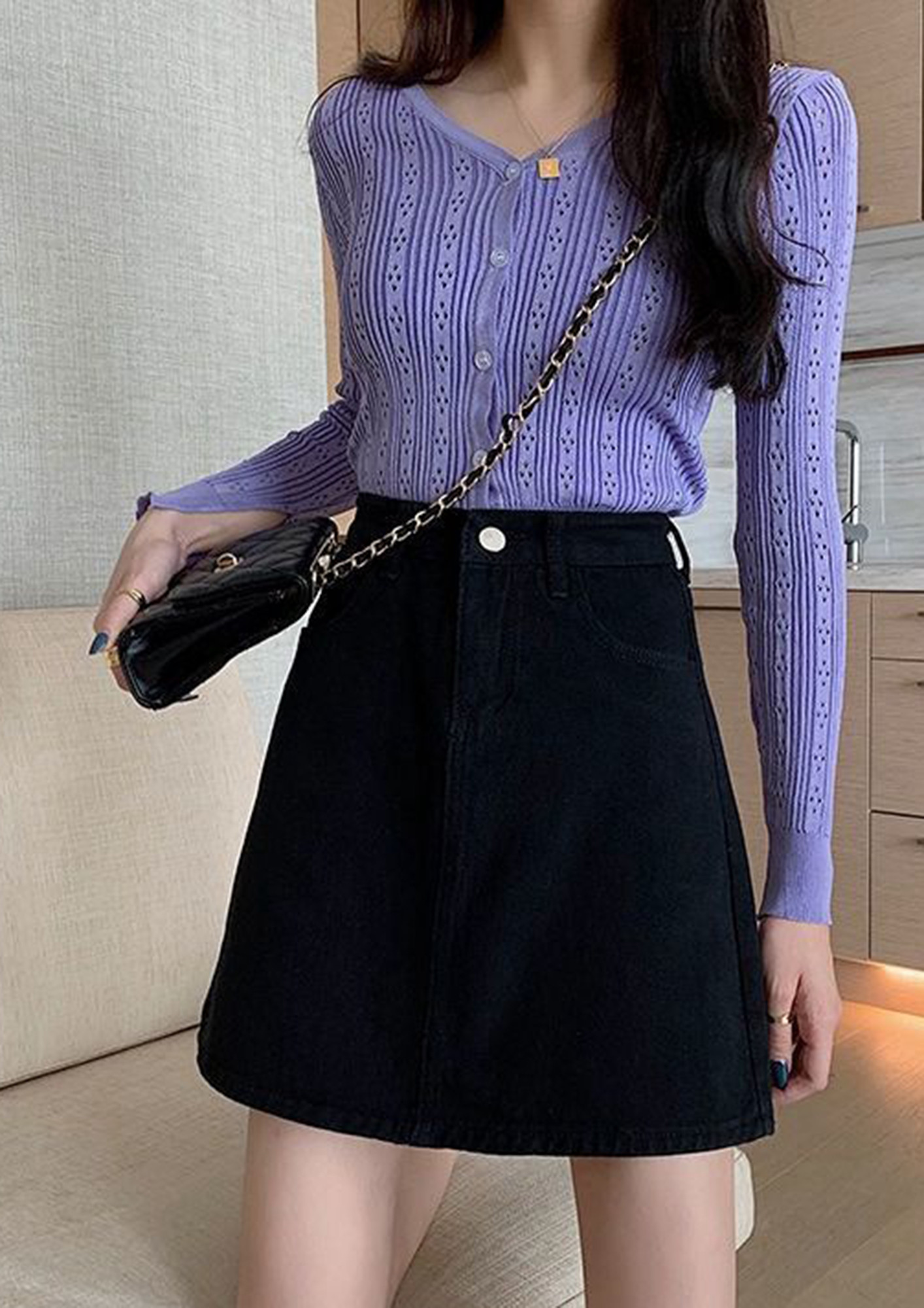 Lacing Denim Mini Skirt, Vintage Black – Violet Skye Boutique