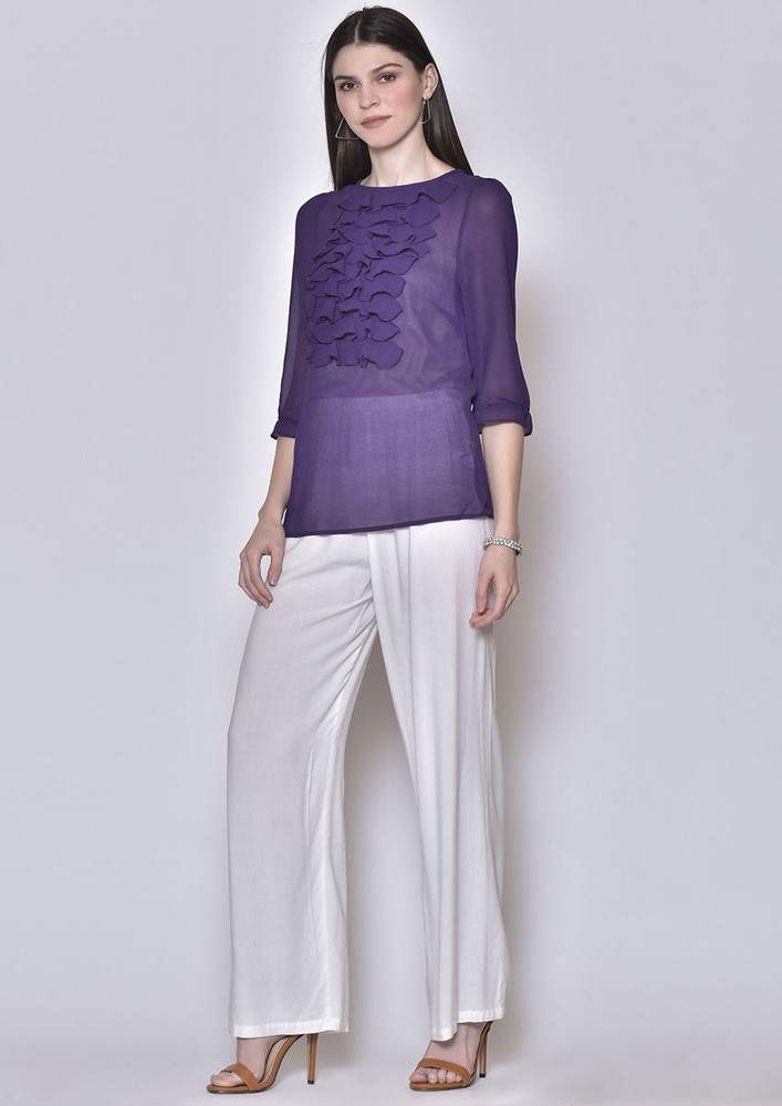 Round Neck Top With Ruffles Detail