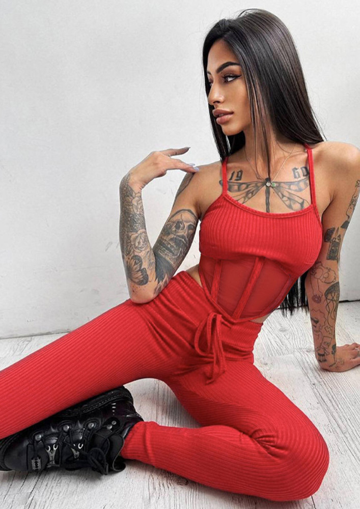 CORSET STRIKE RED TWO PIECE SET