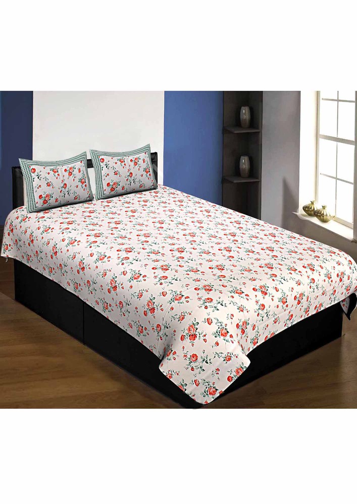Pure Cotton Premium 240 Tc Single Bedsheet In Pink Bouquet Print Taxable