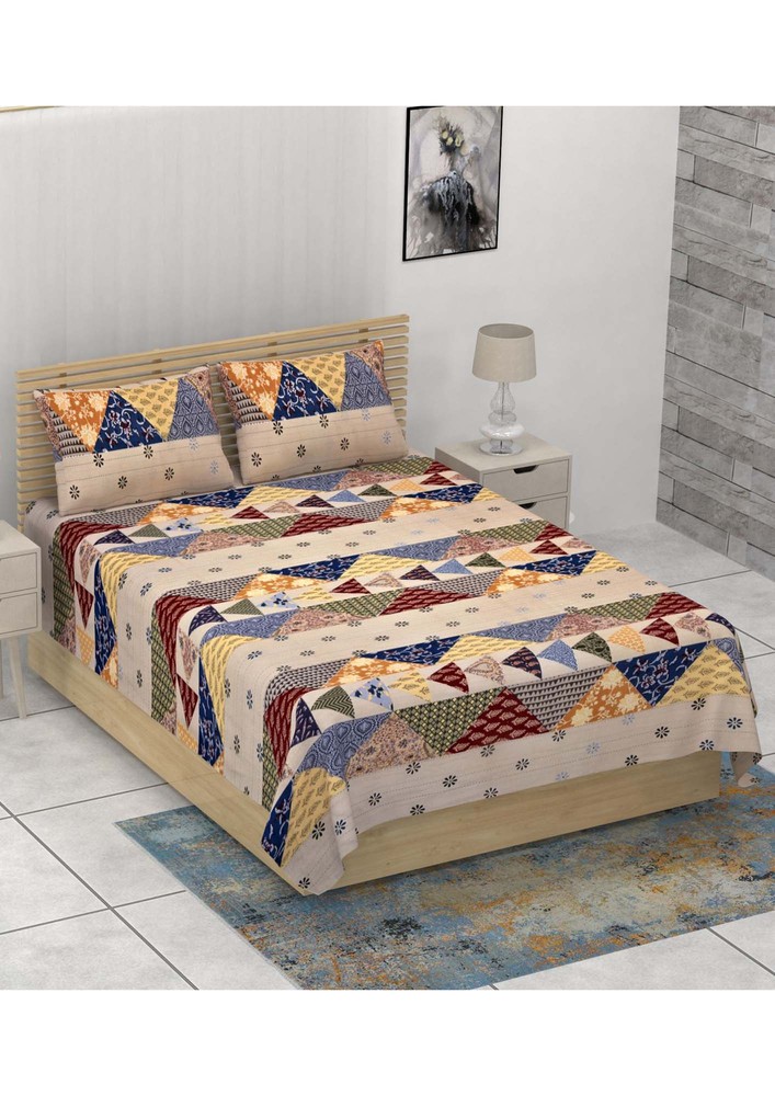 Barmeri Pastel Twill Cotton Premium Single Bedsheet With Two Pillow Cover
