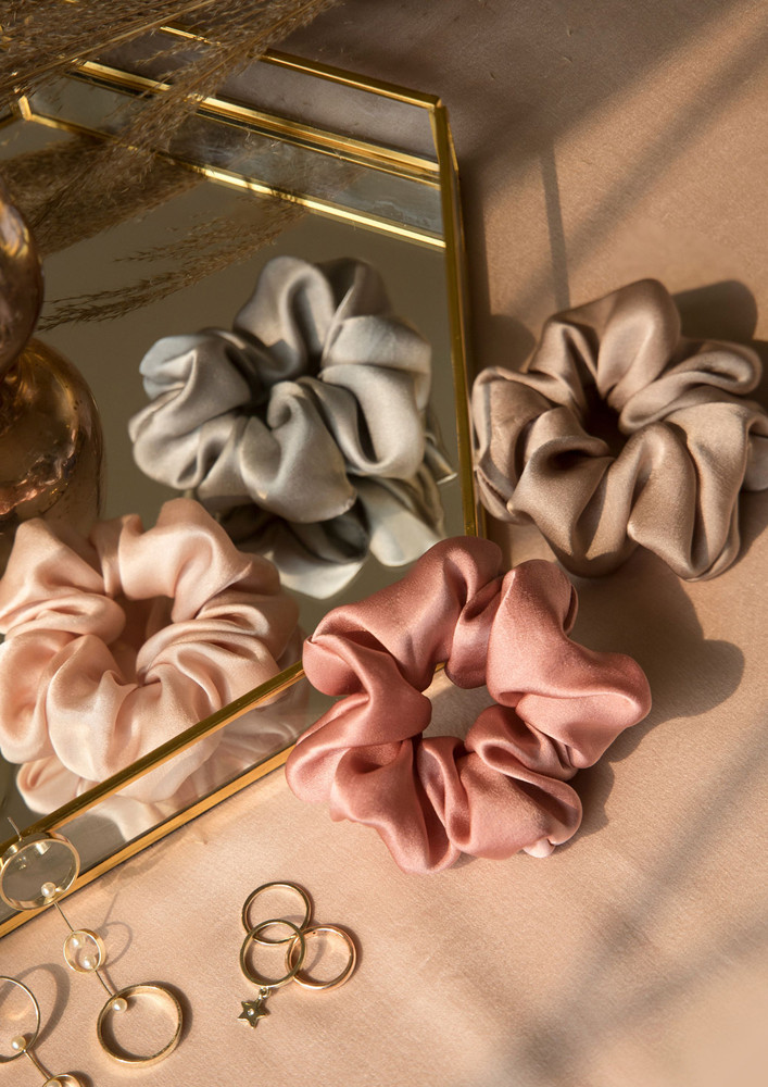 Spotstyl The Radiance Silk Scrunchie Collection Pack Of Four