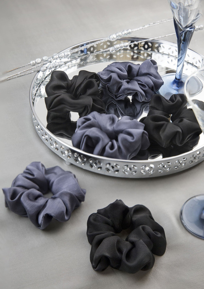 Spotstyl Starry Night Silk Scrunchie Collection Pack Of Six