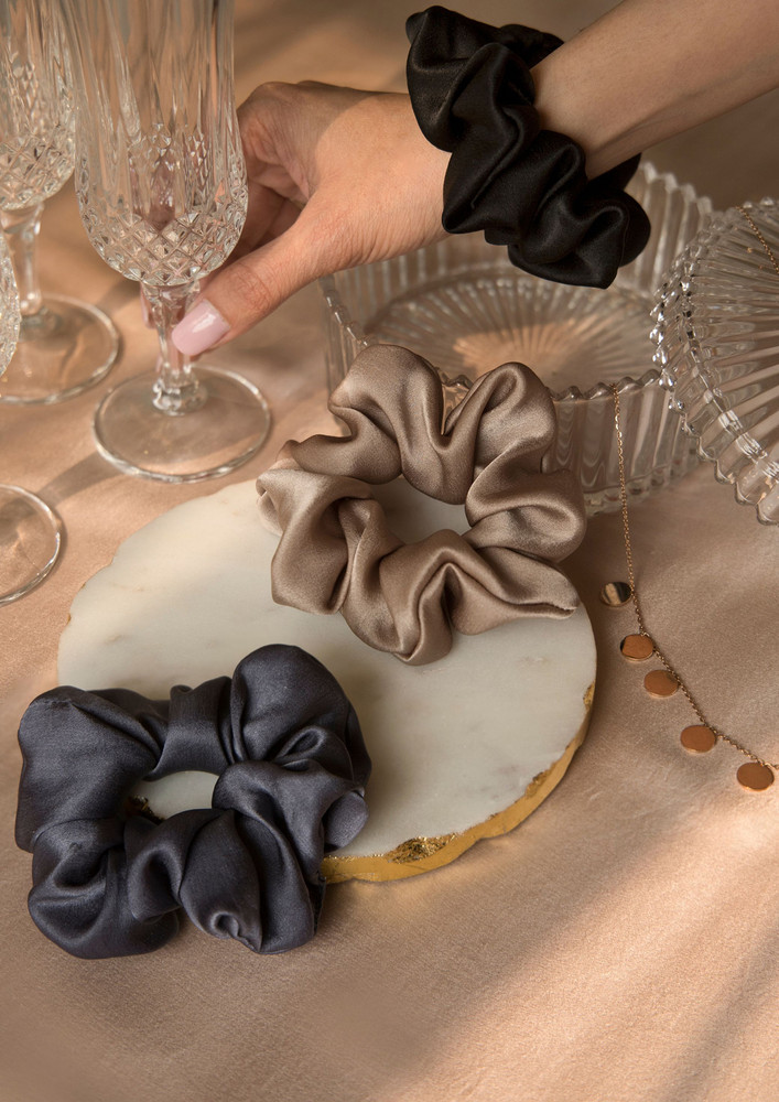Spotstyl Glam-o-clock Silk Scrunchie Collection Pack Of Three