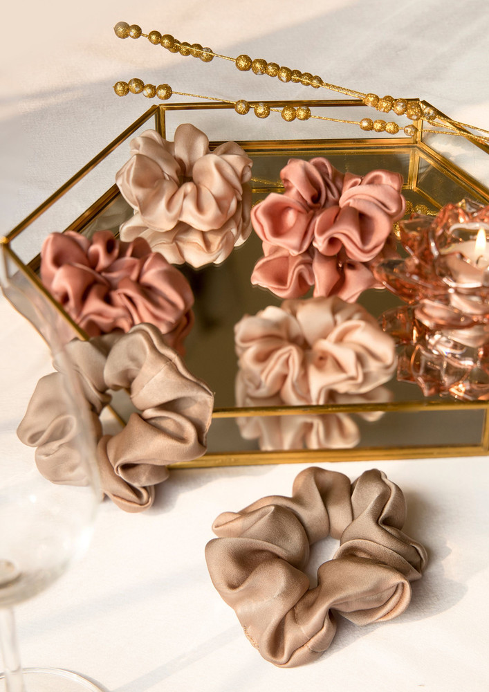Spotstyl Sun-Kissed Glow Silk Scrunchie Collection Pack Of Six
