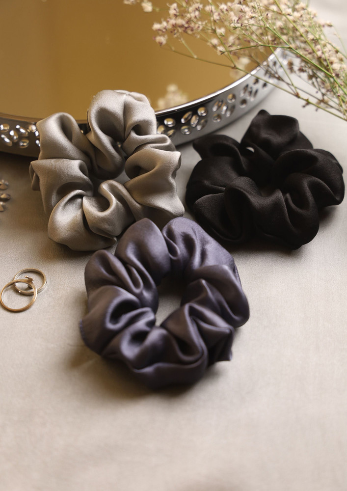 Spotstyl Moon Light Silk Scrunchie Collection Pack Of Three