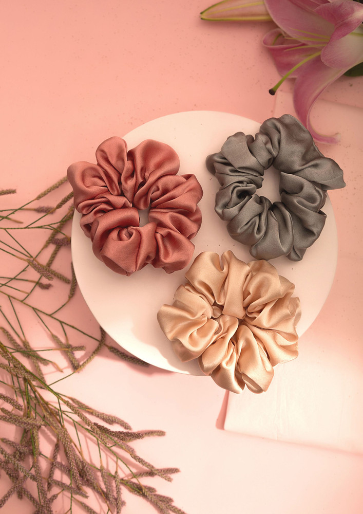 Spotstyl Summer Solstice Oversized Silk Scrunchies Pack Of Three