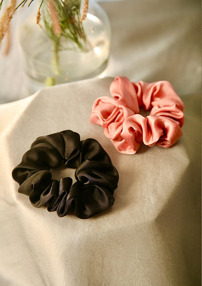 Spotstyl Dawn-to-dusk Oversized Silk Scrunchies Pack Of Two