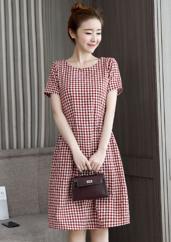 GINGHAM STYLE RED DRESS