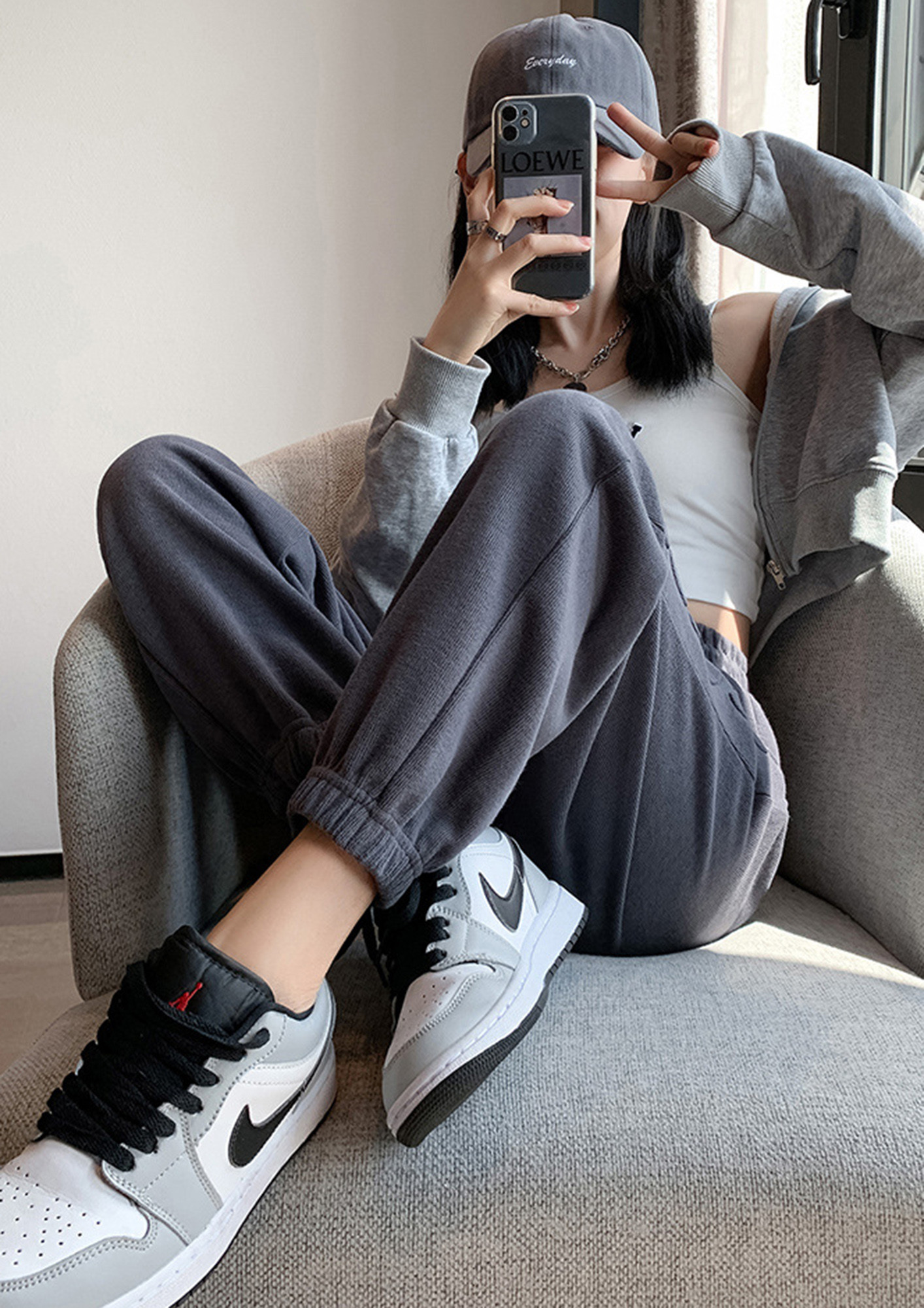 Buy DEEP-GREY RELAXED-MUCH DRAWSTRING JOGGERS for Women Online in India