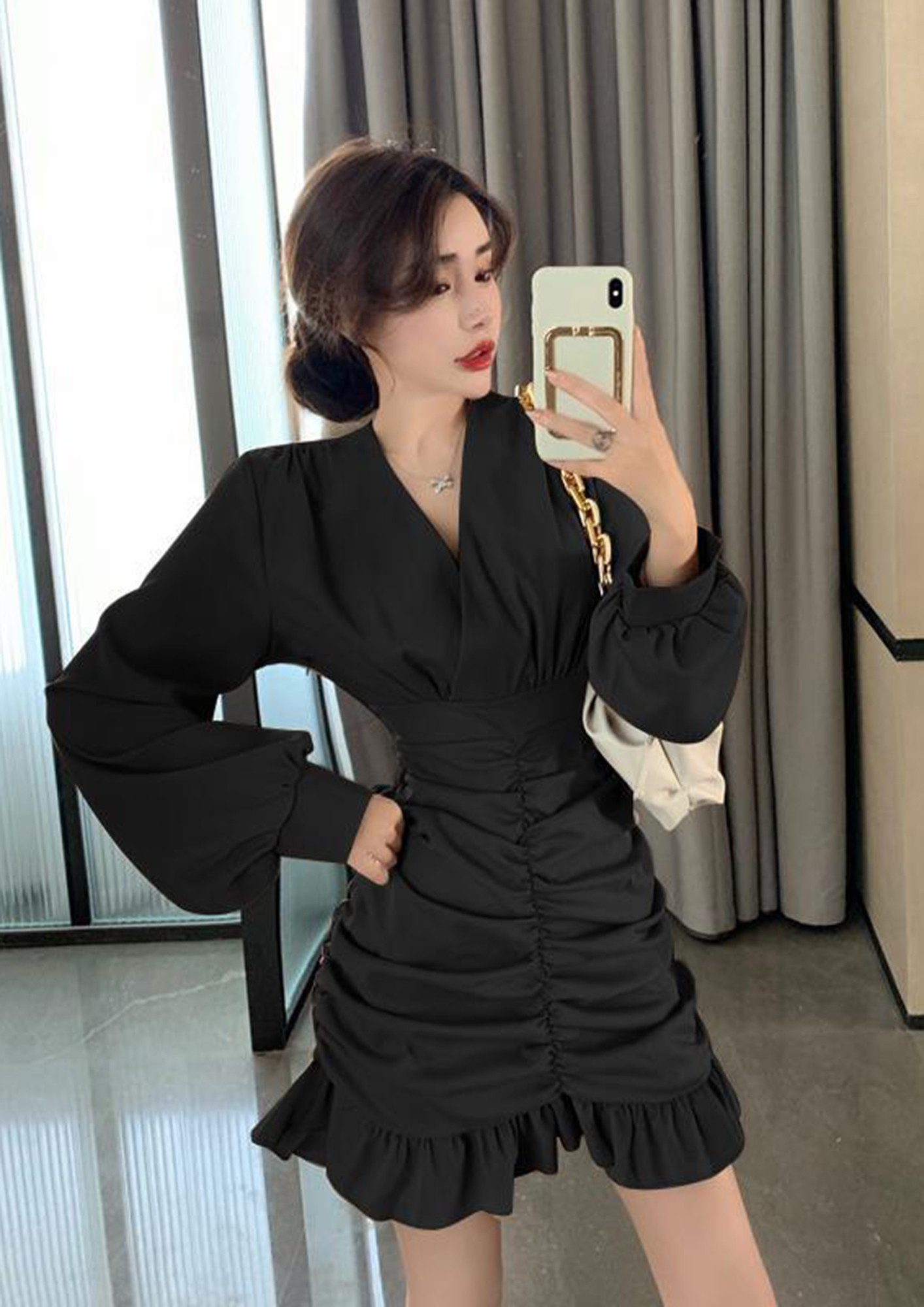 Elegant Long Sleeve Black Dress Korean Style Formal Party Dress CLD0299 -  Etsy