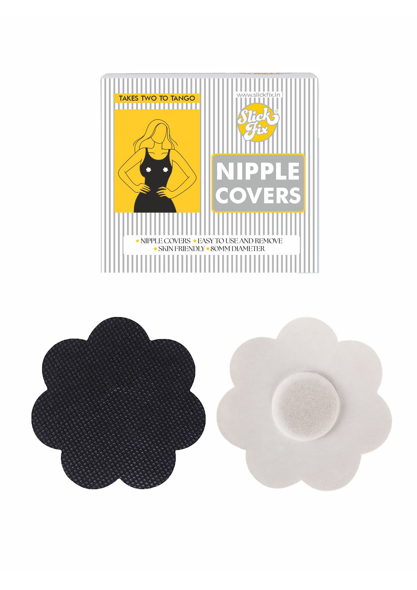 SLICKFIX Self Adhesive Nipple Covers (Black Colour) Pack of 10 Nipple Pasties, Nipple Protectors, Bra-Free Clothing, Disposable, Nipple Stickers, Breast Covers