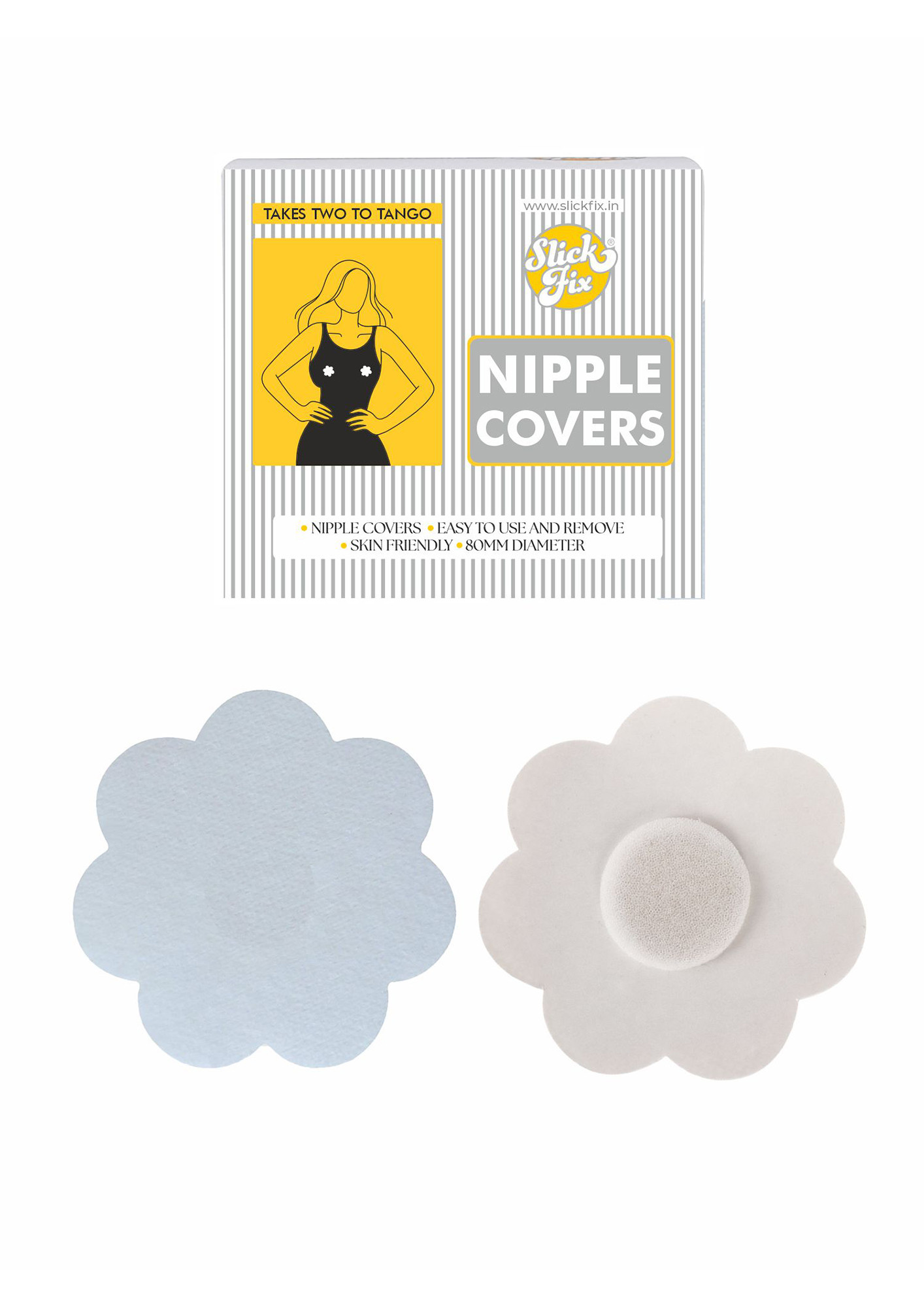 SLICKFIX Self Adhesive Nipple Covers (White Colour) Pack of 100 Nipple Pasties, Nipple Protectors, Bra-Free Clothing, Disposable, Nipple Stickers, Breast Covers