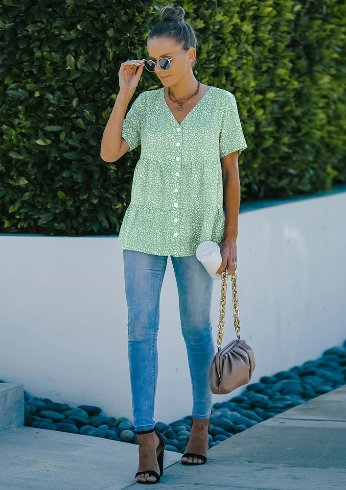 CASUAL COMFORT GREEN BLOUSE