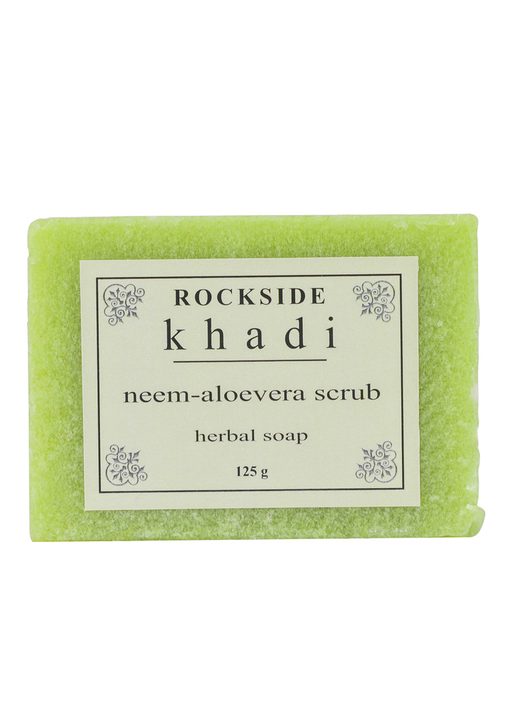 ROCKSIDE Khadi Neem Aloevera Scrub Herbal Soap  (  Set Of 4 )