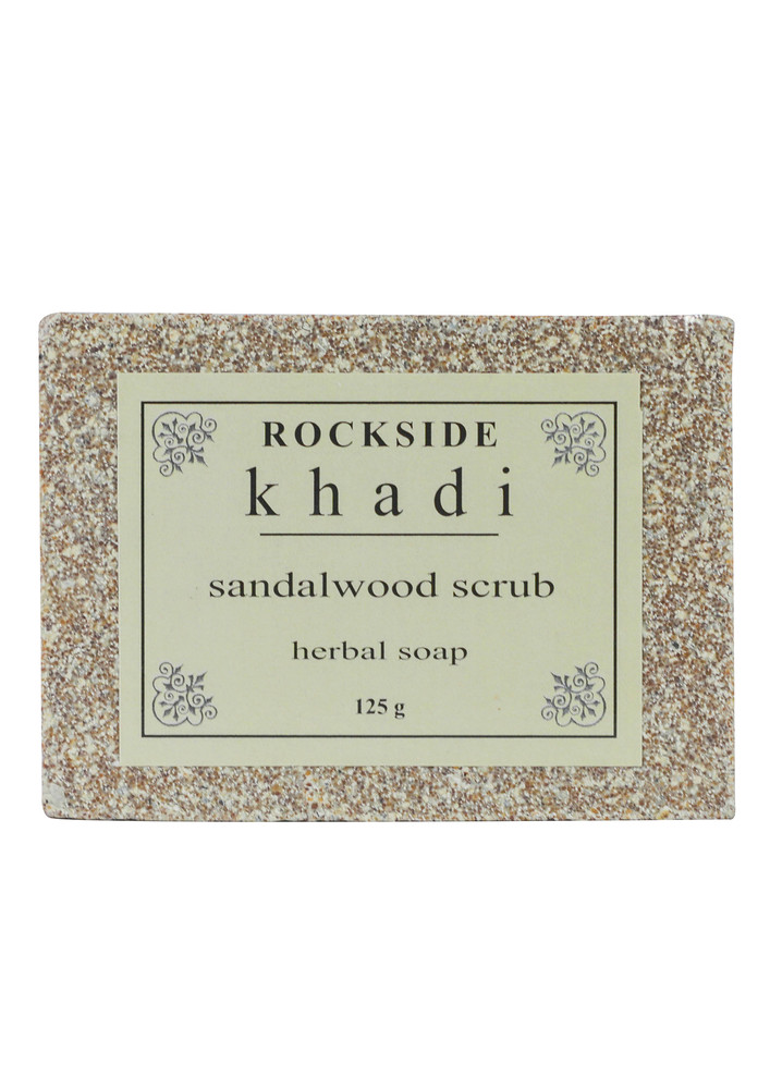 ROCKSIDE Khadi Sandalwood Scrub Herbal Soap  (  Set Of 4 )
