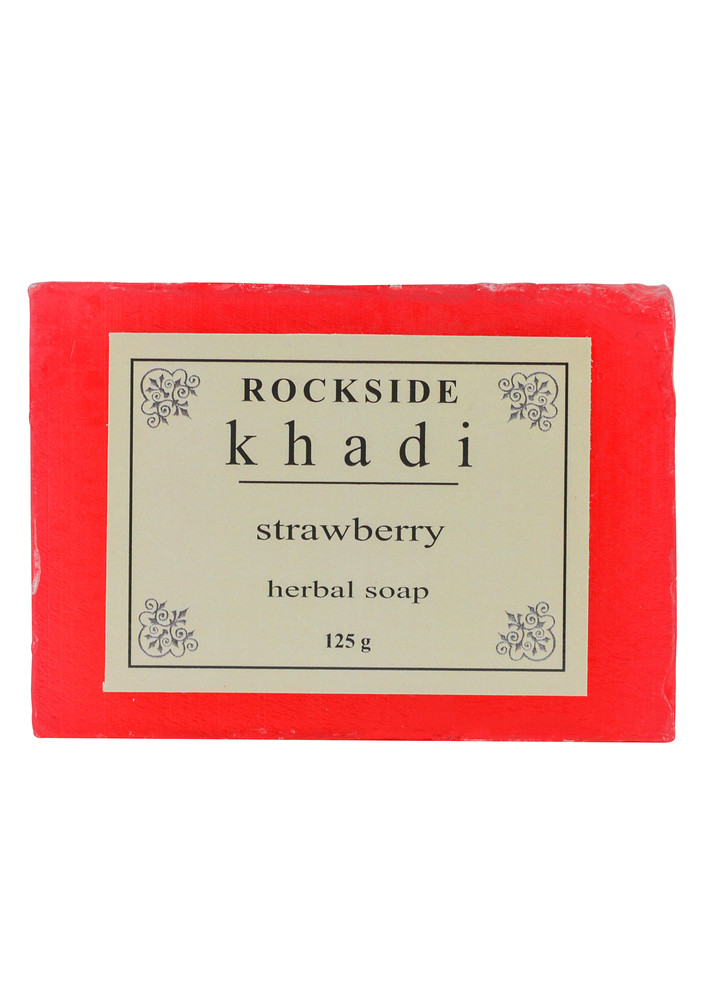 ROCKSIDE Khadi Strawberry Herbal Soap  (  Set Of 4 )