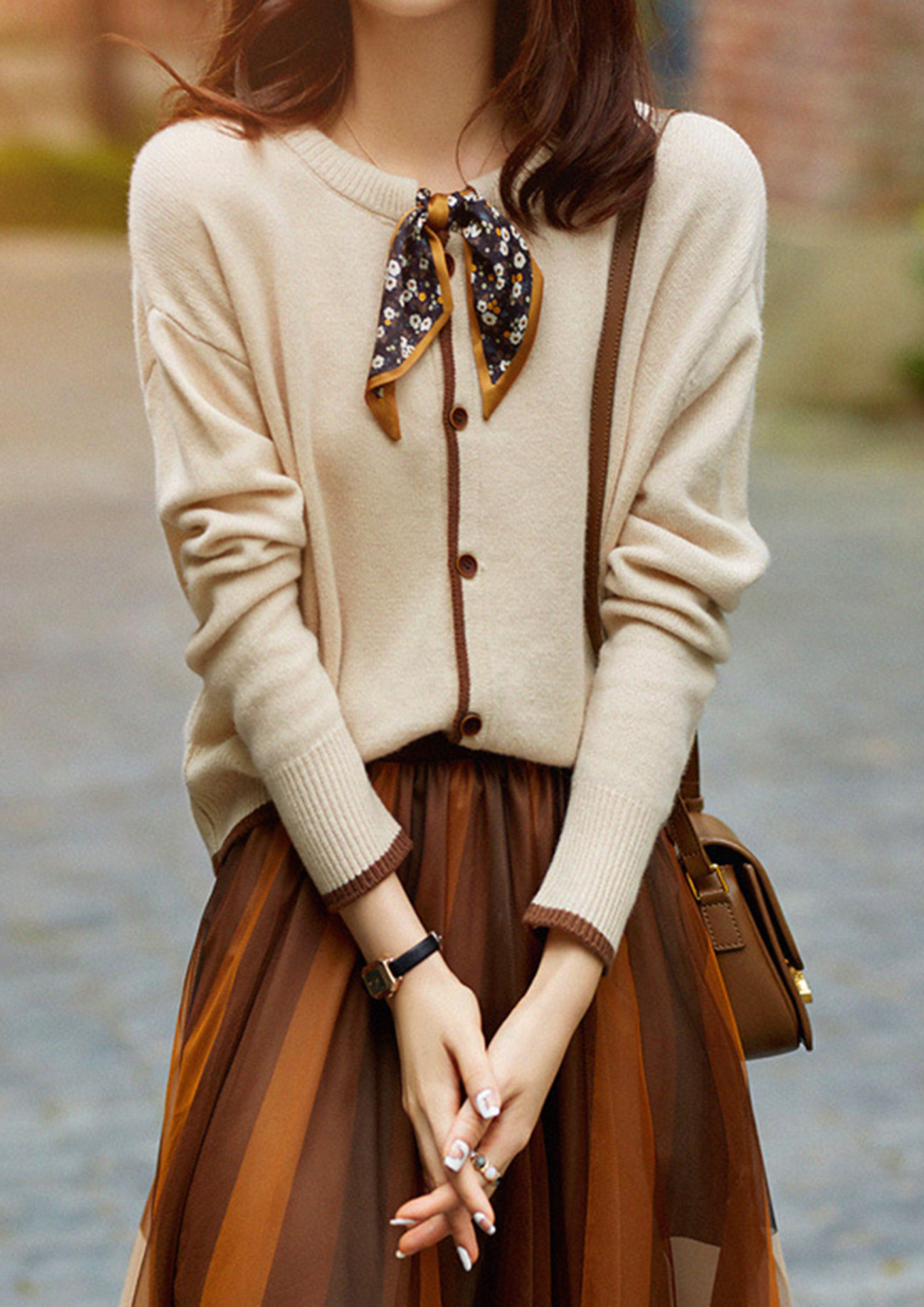 GET CLASSY IN STYLE APRICOT CARDIGAN