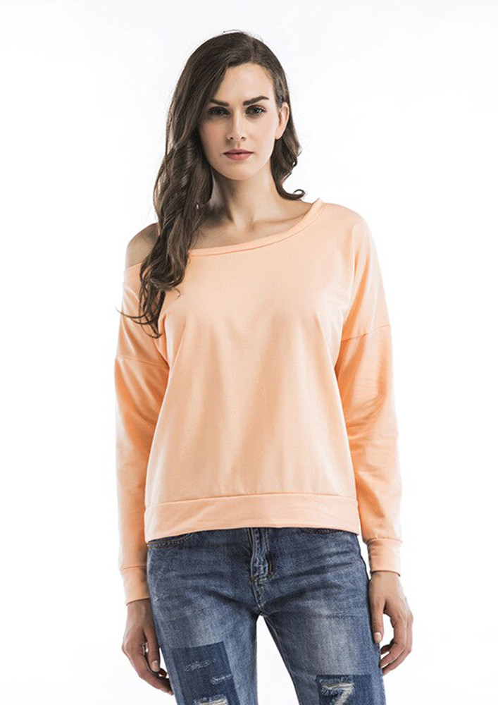 Orange One-cold-shoulder Regular Fit T-shirt Top