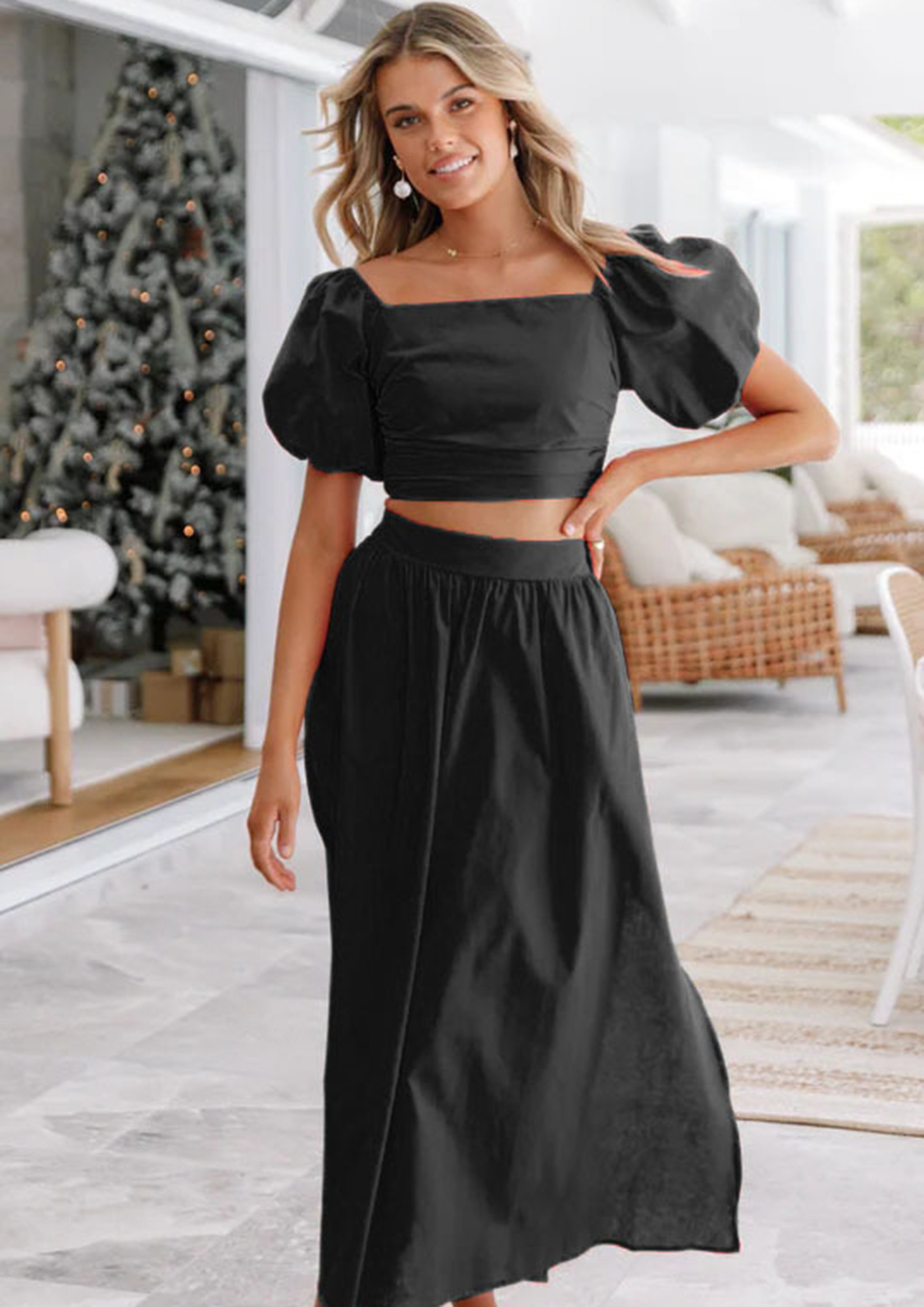 Buy TWO PIECE BLACK SUMMER CO-ORD SET for Women Online in India