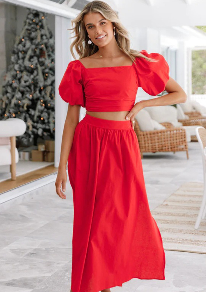 TWO PIECE RED SUMMER CO-ORD SET