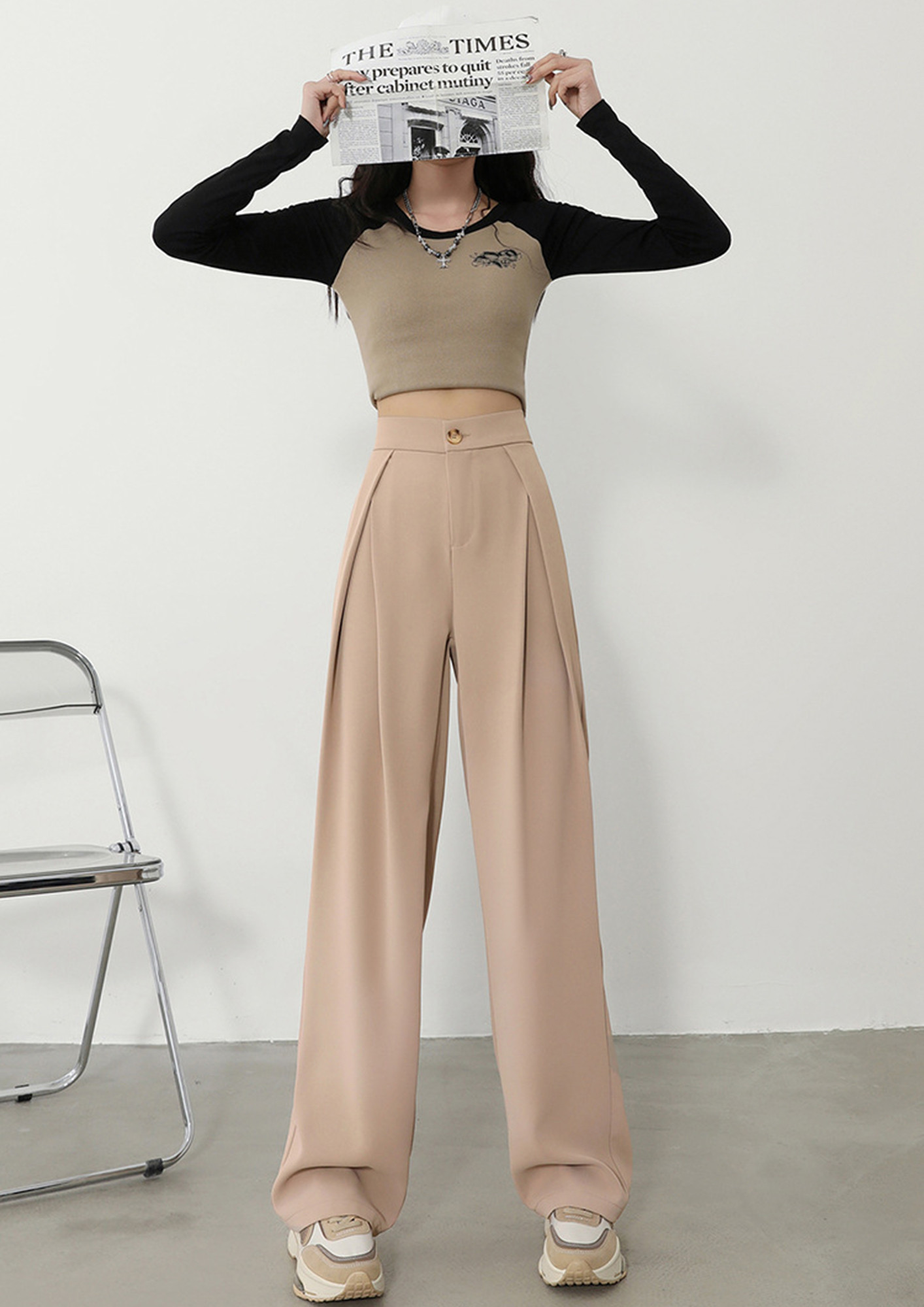 Buy WIDE-PLEAT HIGH-WAIST STRAIGHT TROUSER for Women Online in India