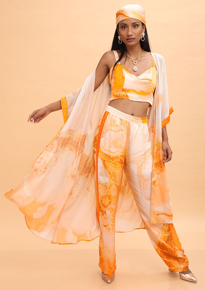 The Missy Co. Orange Candy Abstract Print Crop Top