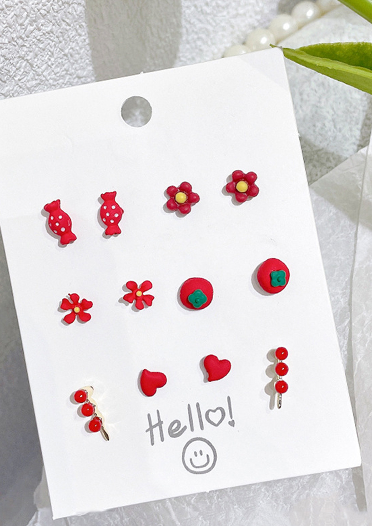 STRAWBERRY TOFFEE STUD EARRING SET