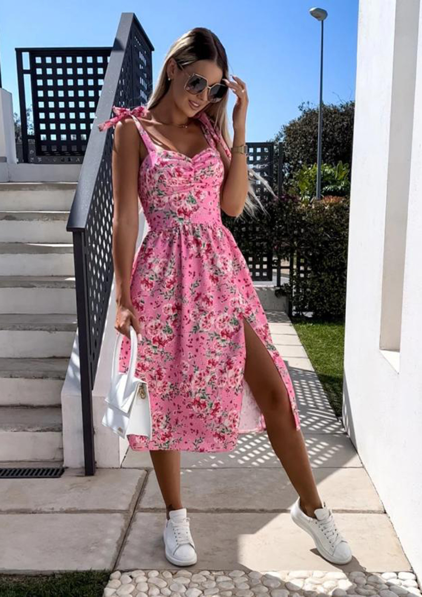 Mantra Pink Floral Printed Tier dress – Mantra Fashions