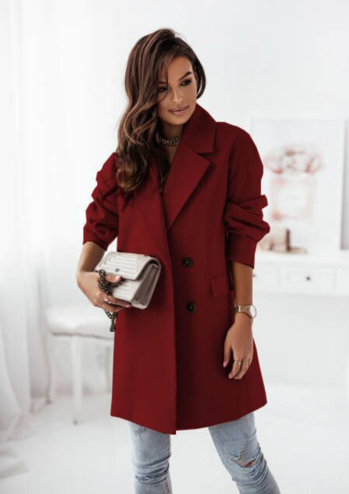 WINE RED WARM LOVE TRENCH COAT