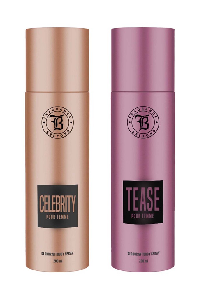 Fragrance & Beyond Body Deodorant for Women, (Pack of 2) - 200ml Each | Tease, Celebrity