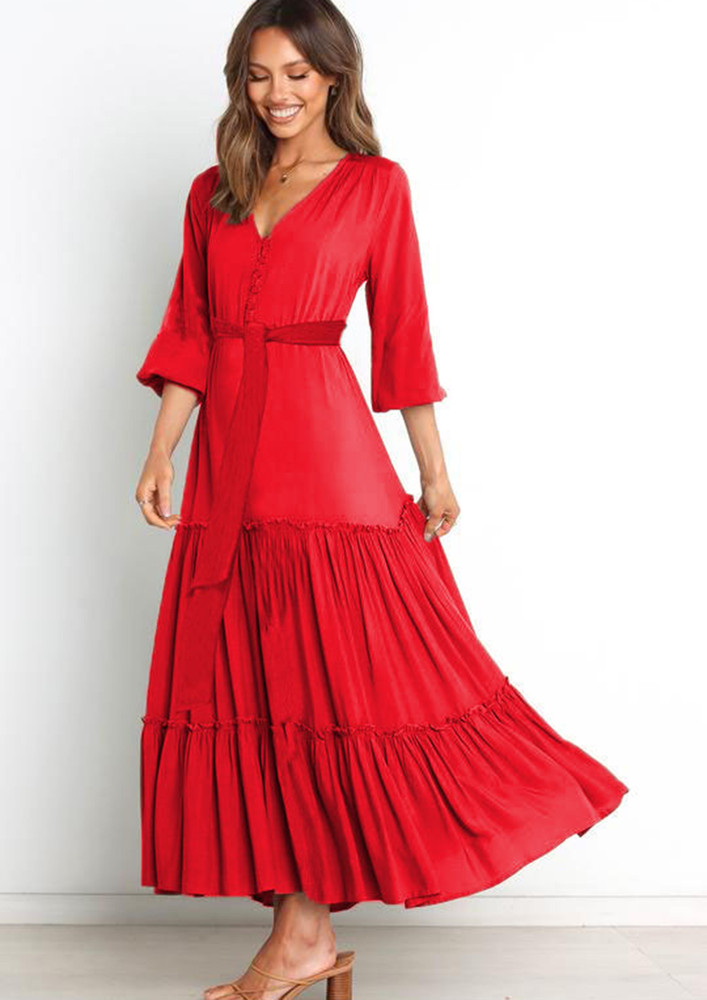 TROUBLEMAKER RED MAXI DRESS