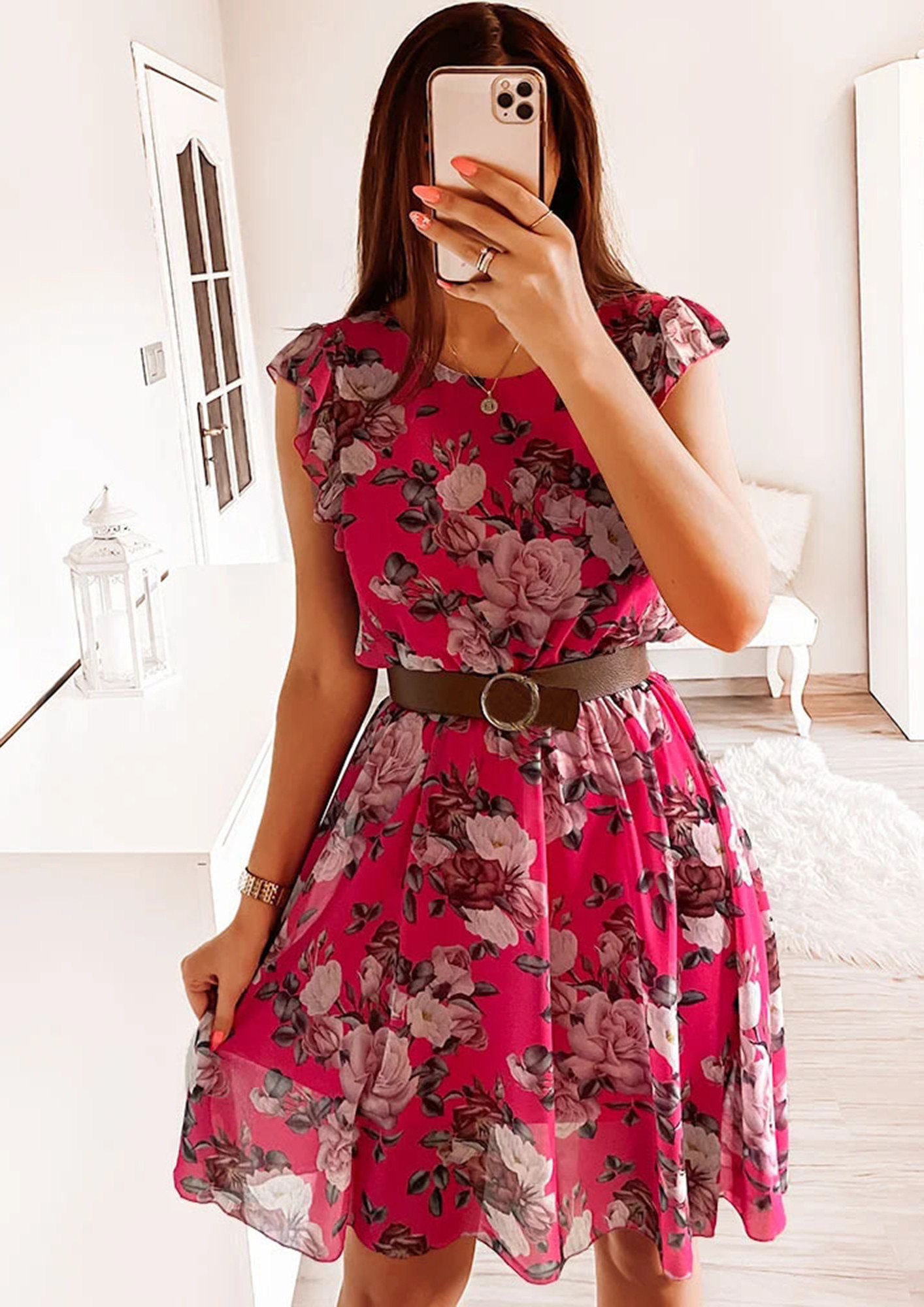 FLORAL DREAM GIRL RED DRESS