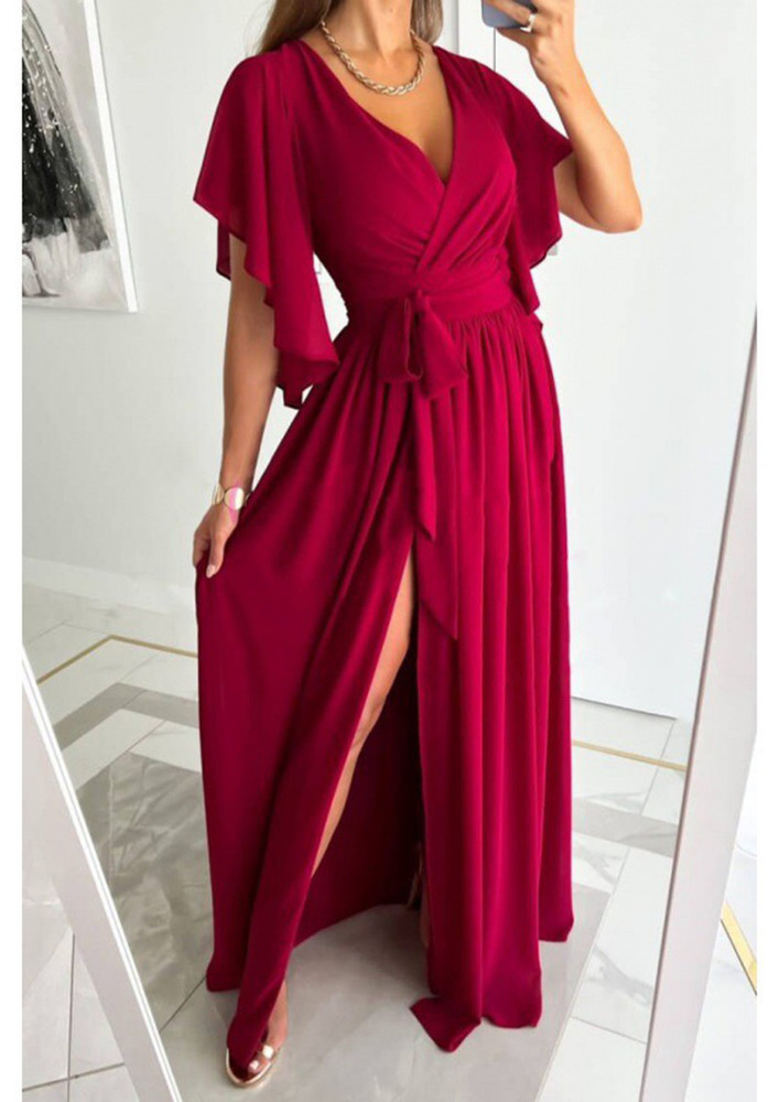 SHE BE QUEEN RED SLIT DRESS